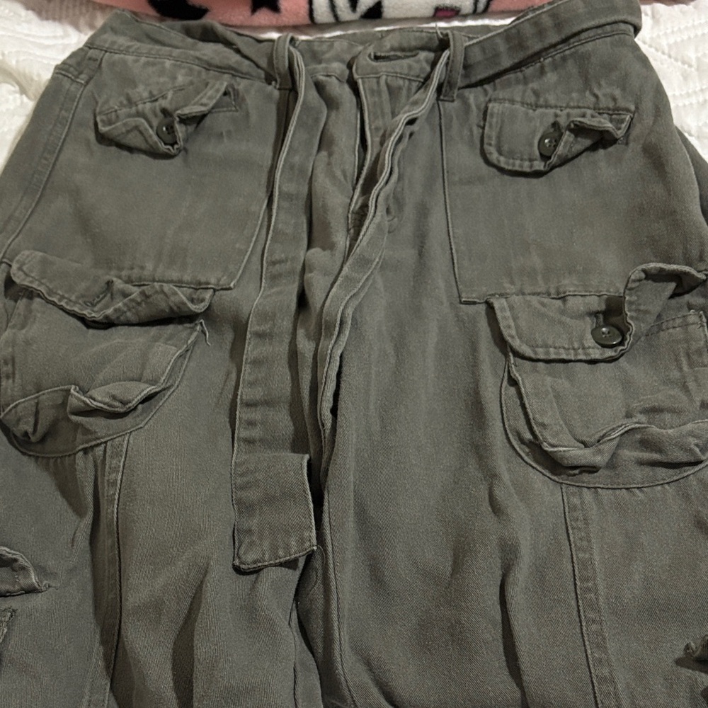 Olive Cargo Pants With Multiple Pockets - image 1